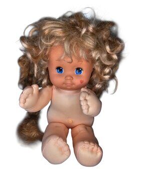 VTG 80s Mattel Magic Nursery Doll Blonde Curly Hair 1989